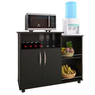 Armário P/Microondas Cozinha Multiuso C/Tampo Preto em Oferta na Shopee