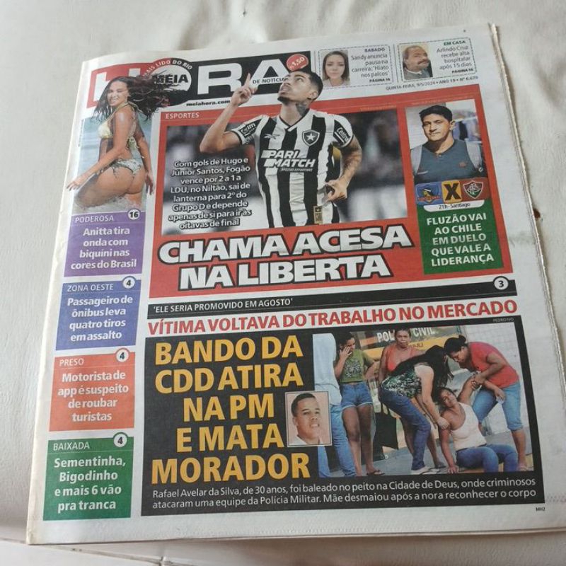 jornal meia hora anitta Sandy Arlindo Cruz Botafogo Gabi gol Rita Lee