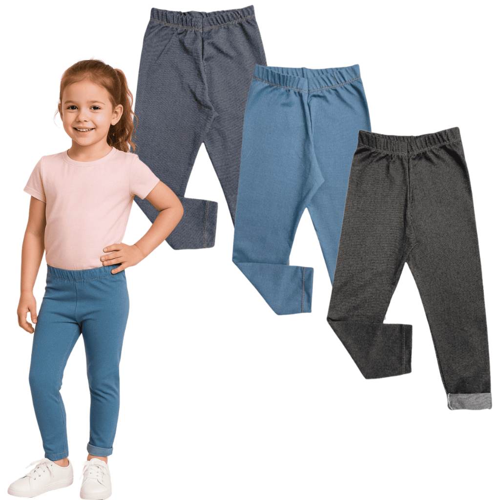 Calça Legging Jeans Cotton Infantil Juvenil Menina Tamanho 1 ao 16