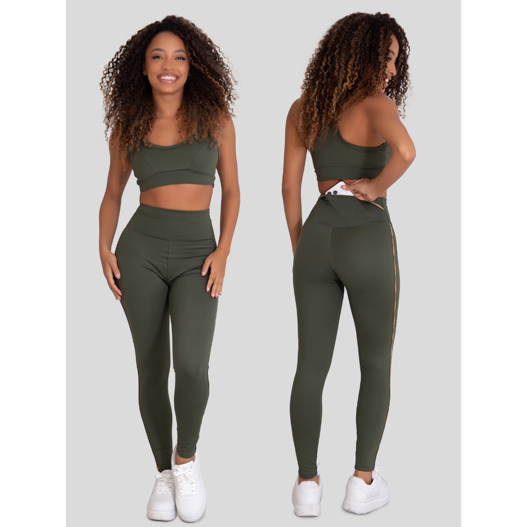 Conjunto Legging + Top Fitness Poliamida Manchester com Bolso Traseiro - Women Clothes