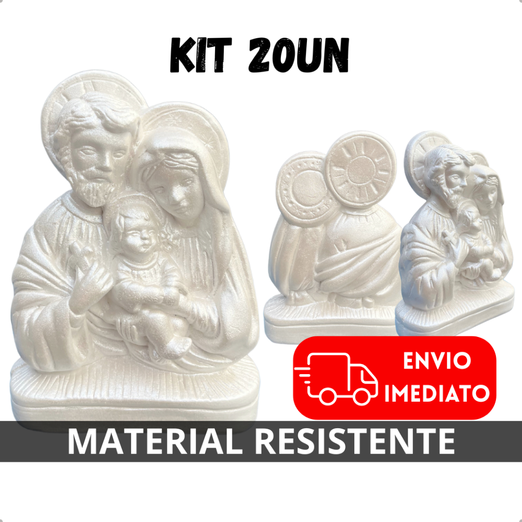 Kit 20 Sagrada Família 12cm Lembrancinha de Casamento e Batizado Branca Perolada
