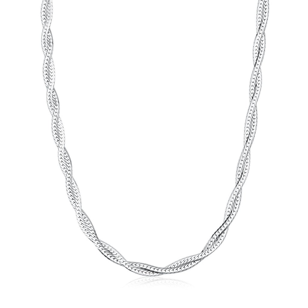 Corrente Feminina de Prata 925 Trançada com 2 Fios | 40cm e 45cm