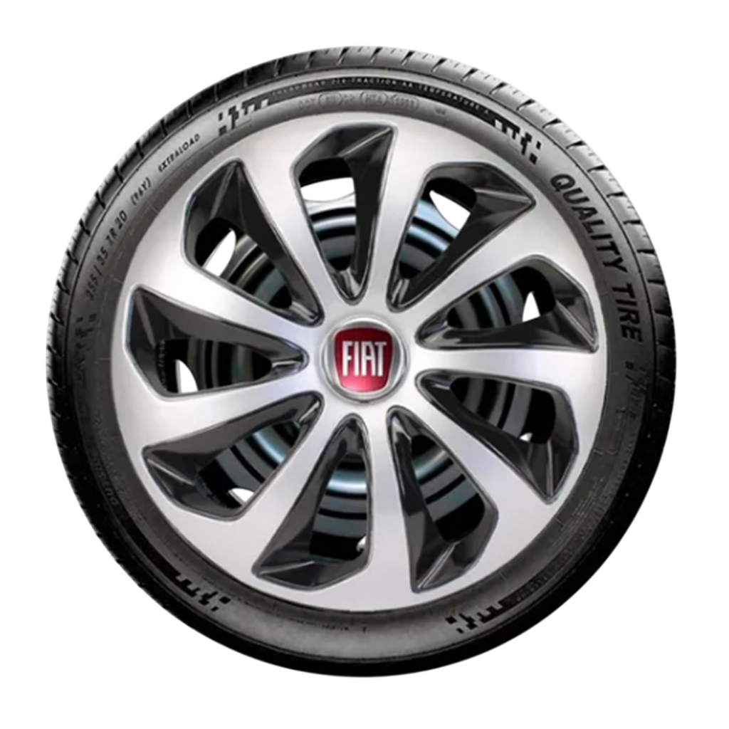 Calota Esportiva Aro 15 Prata/preto Fiat Novo Uno Vivace Way Fire Mille Argo Cronos Mobi Punto Palio Siena Linea Grand