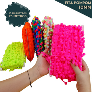Fita Pompom 10mm com 25 metros | Ideal Para Laços, Customização, Decoração e Fantasias - SHEFA em Oferta na Shopee
