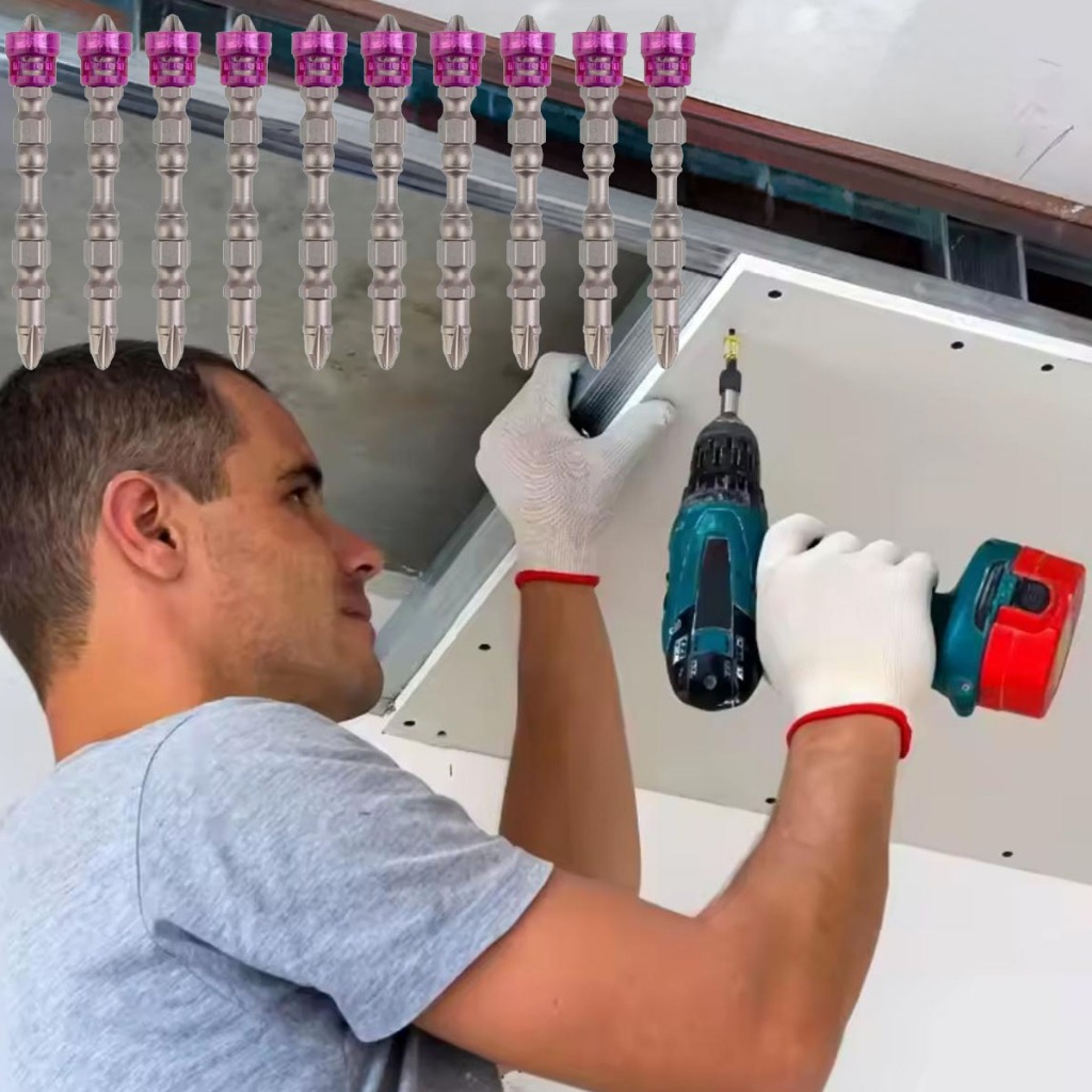 Jogo Bits Philips Parafusadeira 65mm 10 Pçs Imã Potente Ph2 Pontas Duplas Limitador