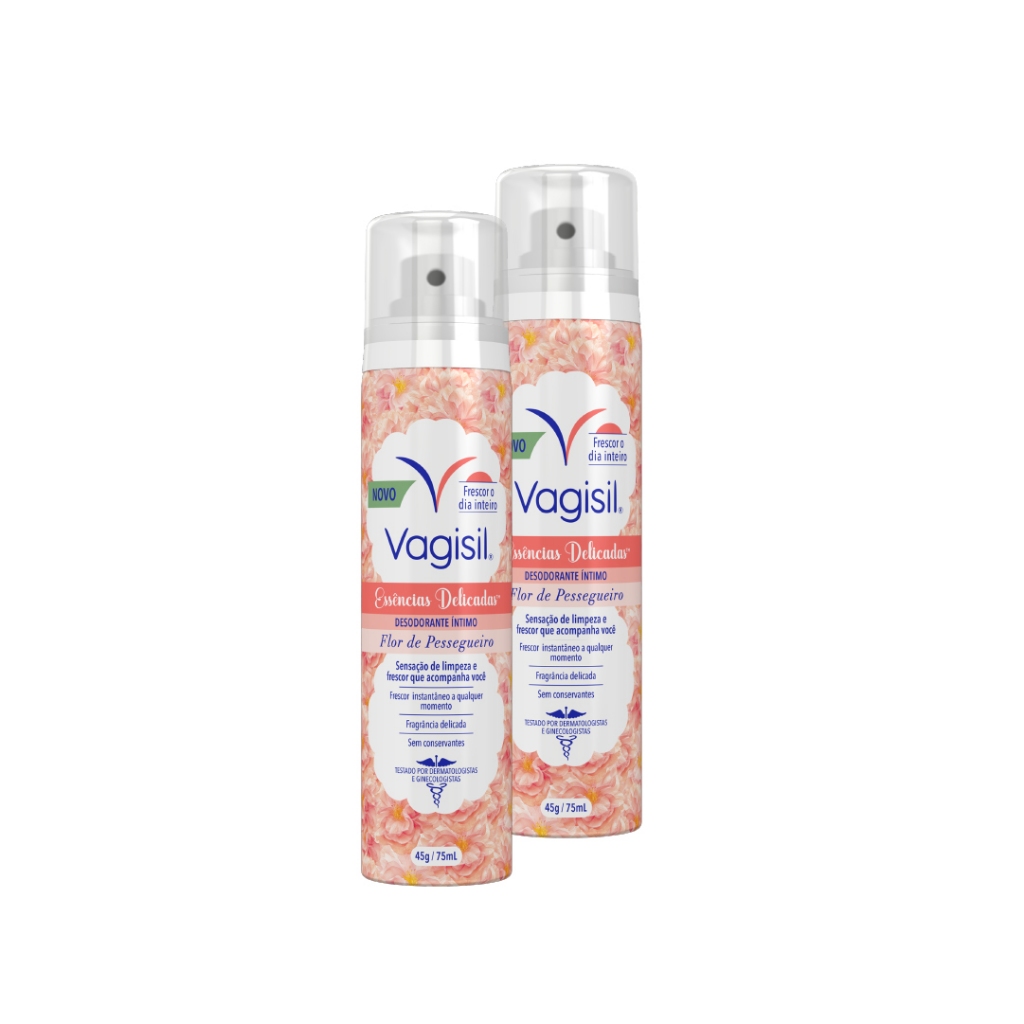 Kit 2x Vagisil Desodorante Íntimo Essências Delicadas Flor de Pessegueiro 75ml - Health