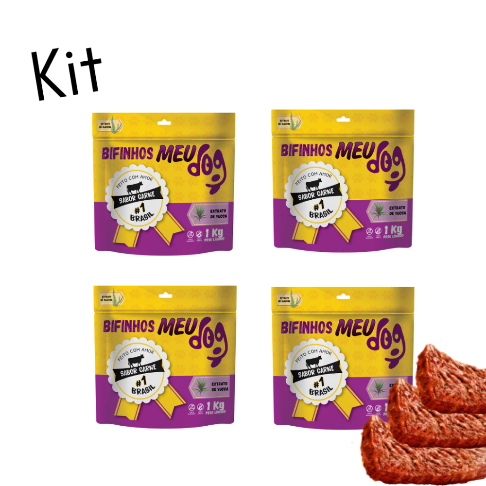 Kit 4 Bifinhos Meu Dog 1Kg sabor Petisco para cachorro