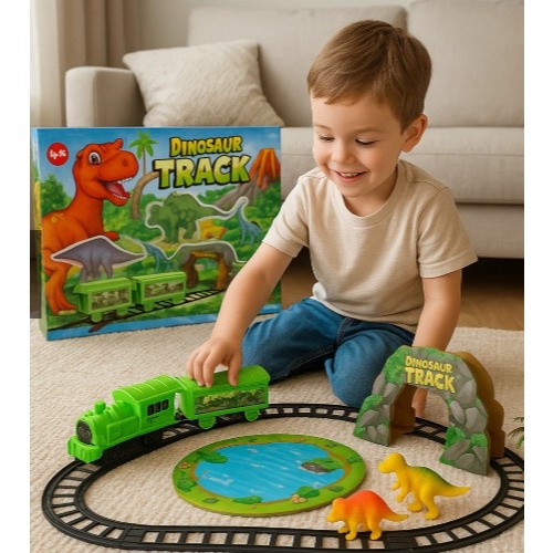 Trem Elétrico Locomotivo Trilho Parque Dos Dinossauros a Pilha Criança Menino Menina Vagão Trenzinho