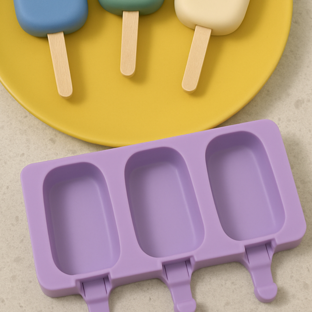 KIT 2 formas Silicone Picolé Com Tampa 100 Palitos Sorvete Geladinho em Oferta na Shopee