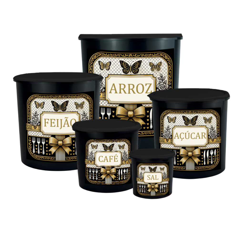 Kit de potes mantimentos 5 peças plástico porta mantimentos para cozinha