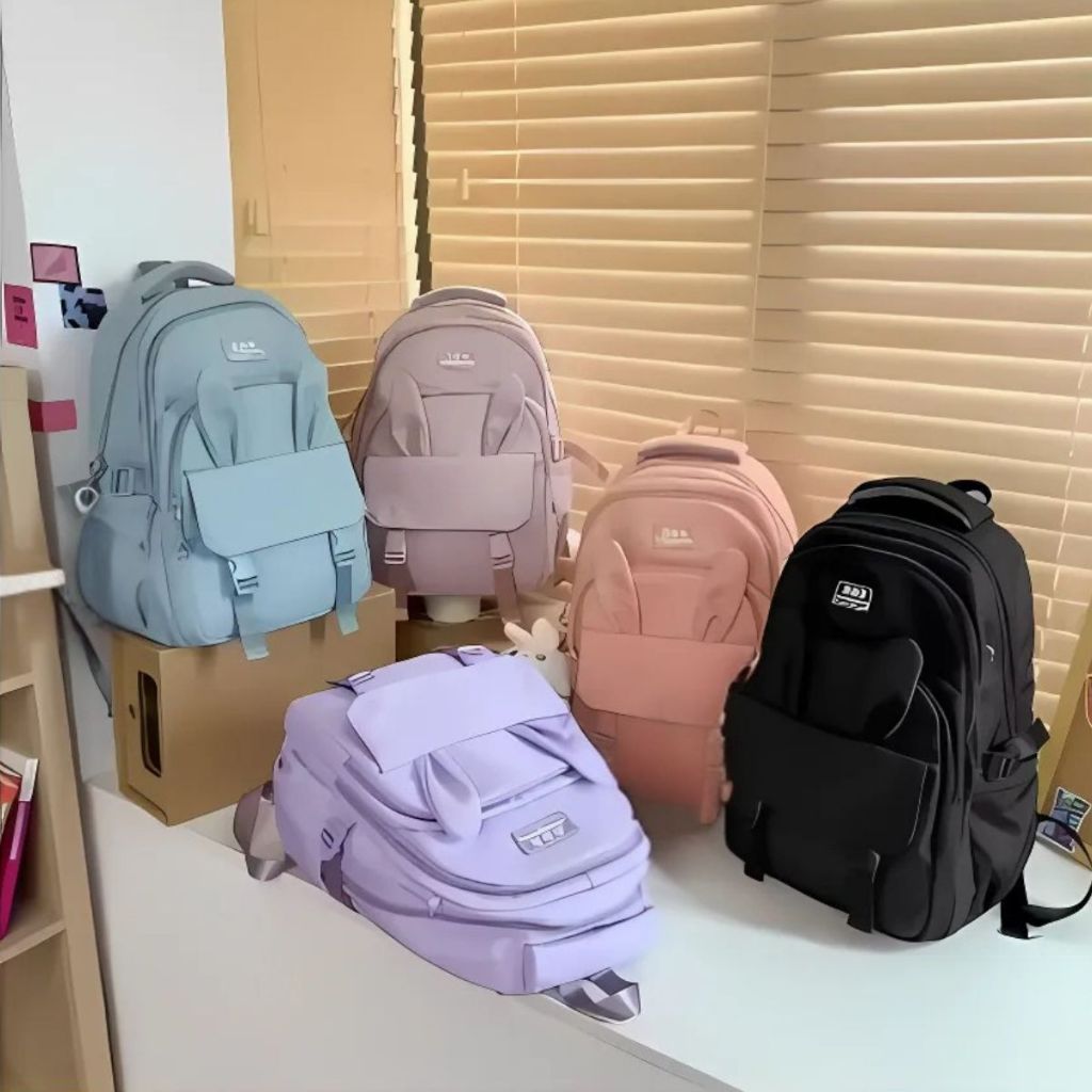 Mochila escolar (209116) com orelha de coelho para meninas do ensino fundamental e médio de grande capacidade