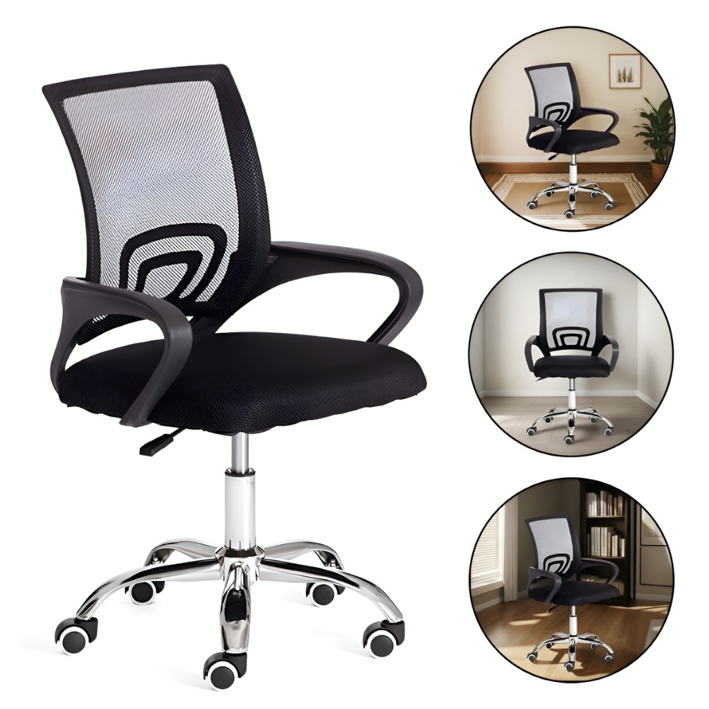 Cadeira De Escritório Tela Mesh Ribs Resistente Estofado Ergonômico Com Regulagem De Altur...