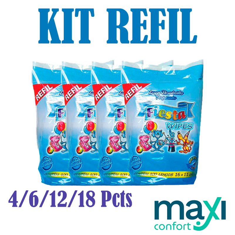 Kit 4-18 Refil De Lenços Umedecidos Fiesta Com 400 Unidades DIRETO DA FÁBRICA
