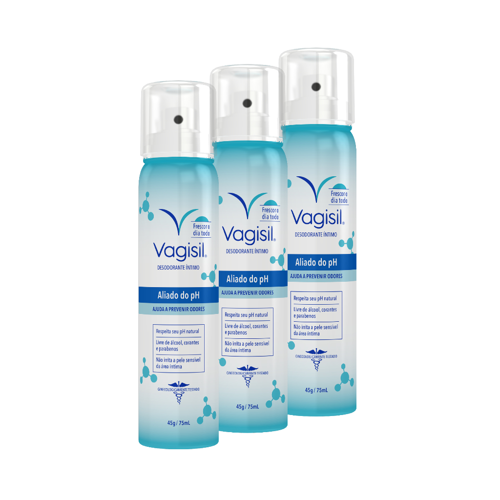 Kit 3x Vagisil Desodorante Íntimo PH Equilíbrio 75ml em Oferta na Shopee