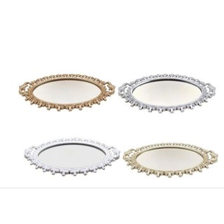 Bandeja Espelhada de Mesa Provençal c/ Alça Decorativa Balcão Sala Cozinha Banheiro Organizador