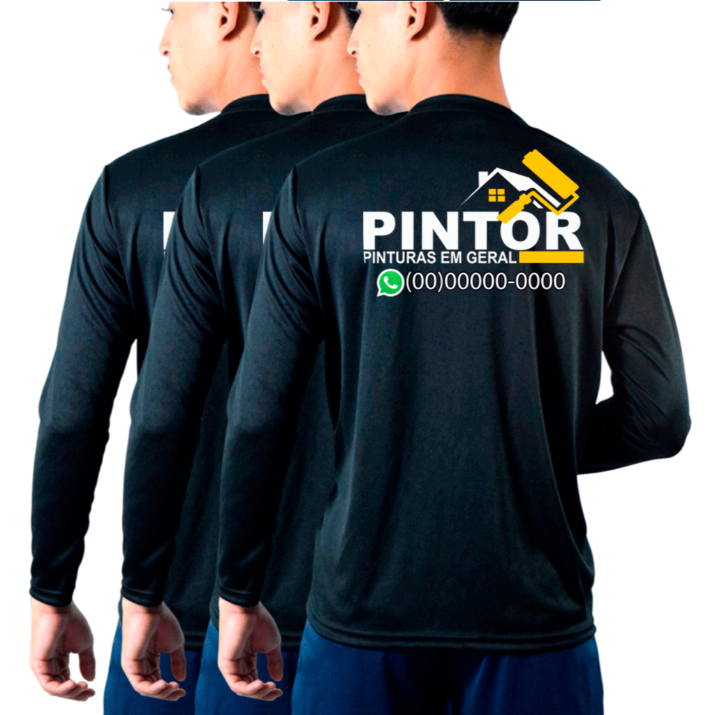 KIT 3 Camiseta para Pintor com TELEFONE Personalizado Uniforme Profissional