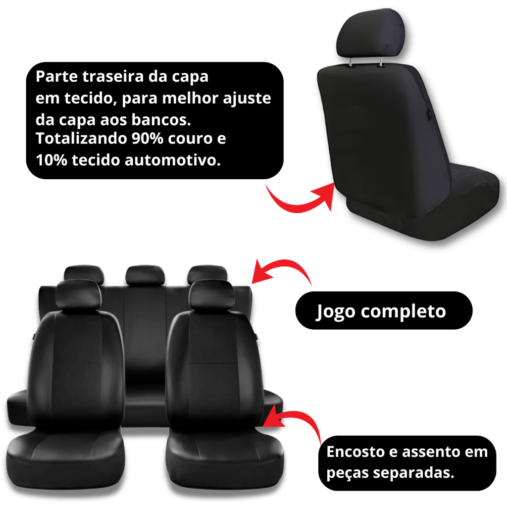 Capa Banco Carro Em Couro Ecológico Para Gol Parati Voyage G2 G3 G4 G5 G6 — imagem 2 de 2