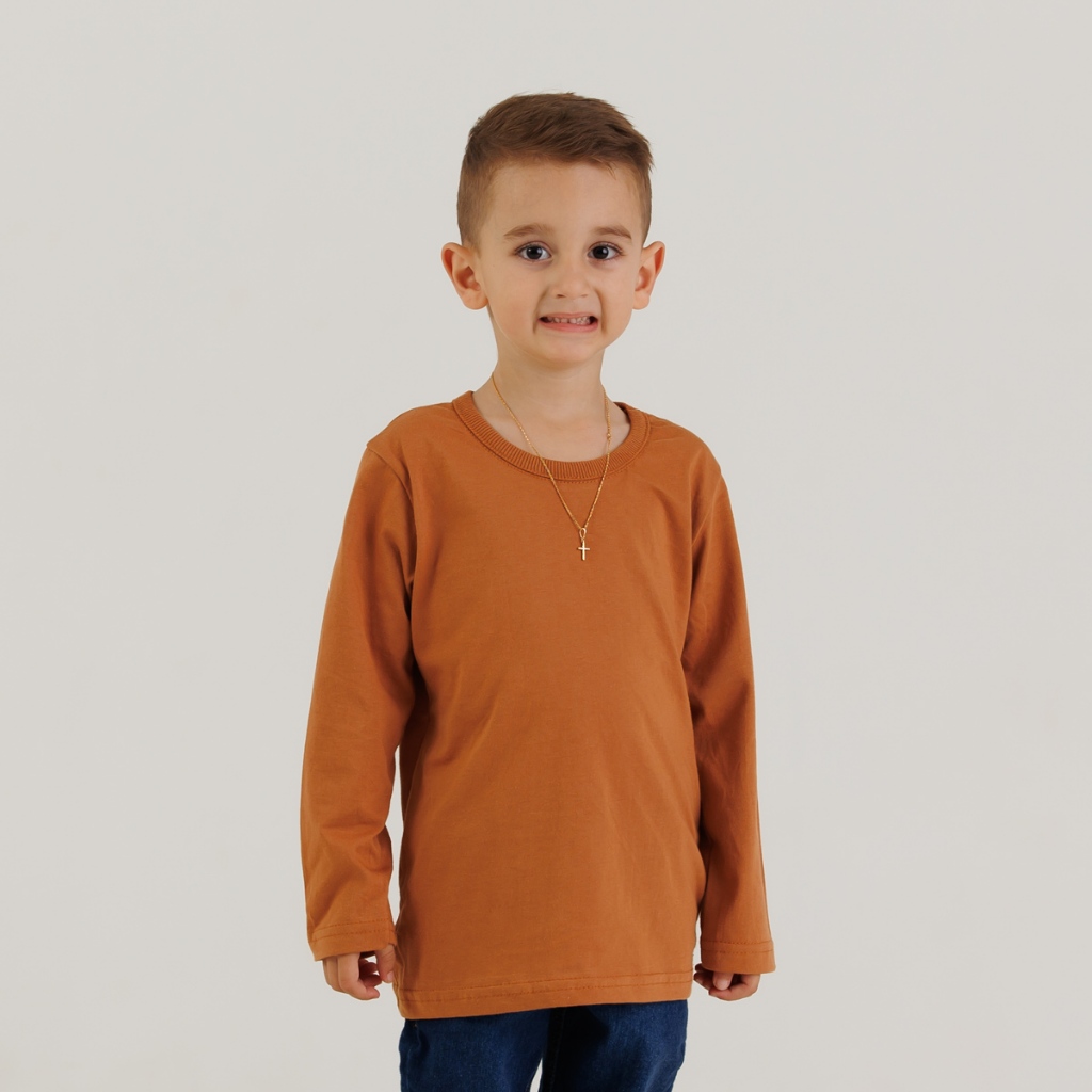 Camiseta Masculina Infantil Manga Longa Meia Malha Inverno 1/2/3/4/6/8/10