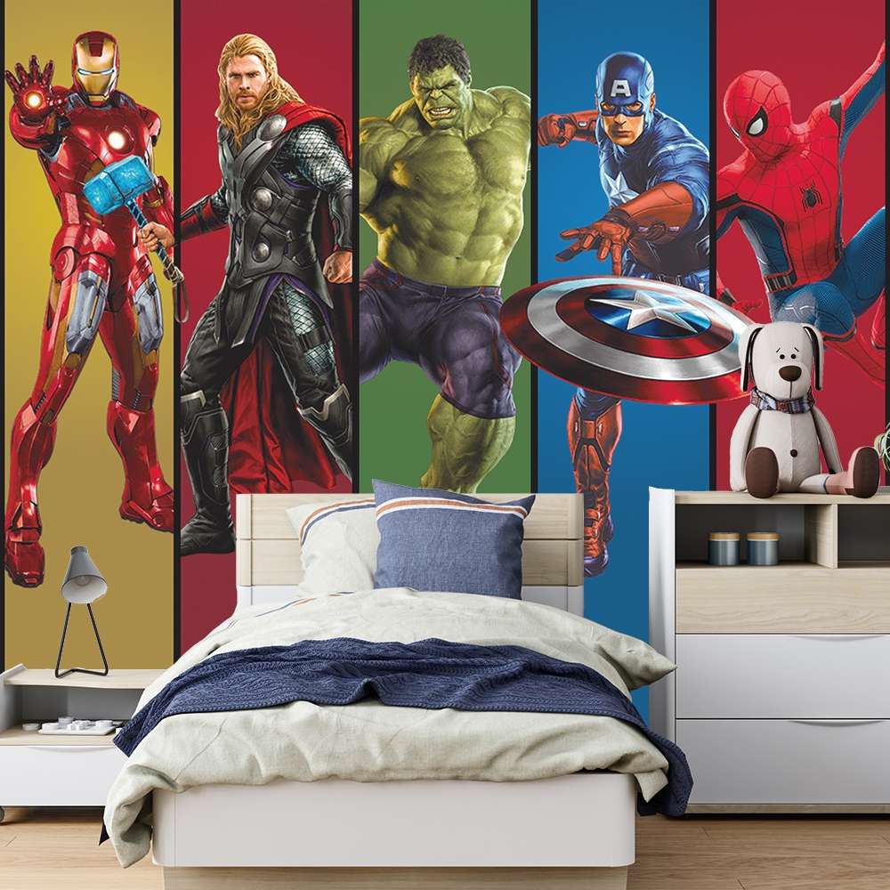 Papel de Parede Heróis Marvel Vingadores | Hulk, Thor, Capitão América, Homem Aranha e Homem de Ferro