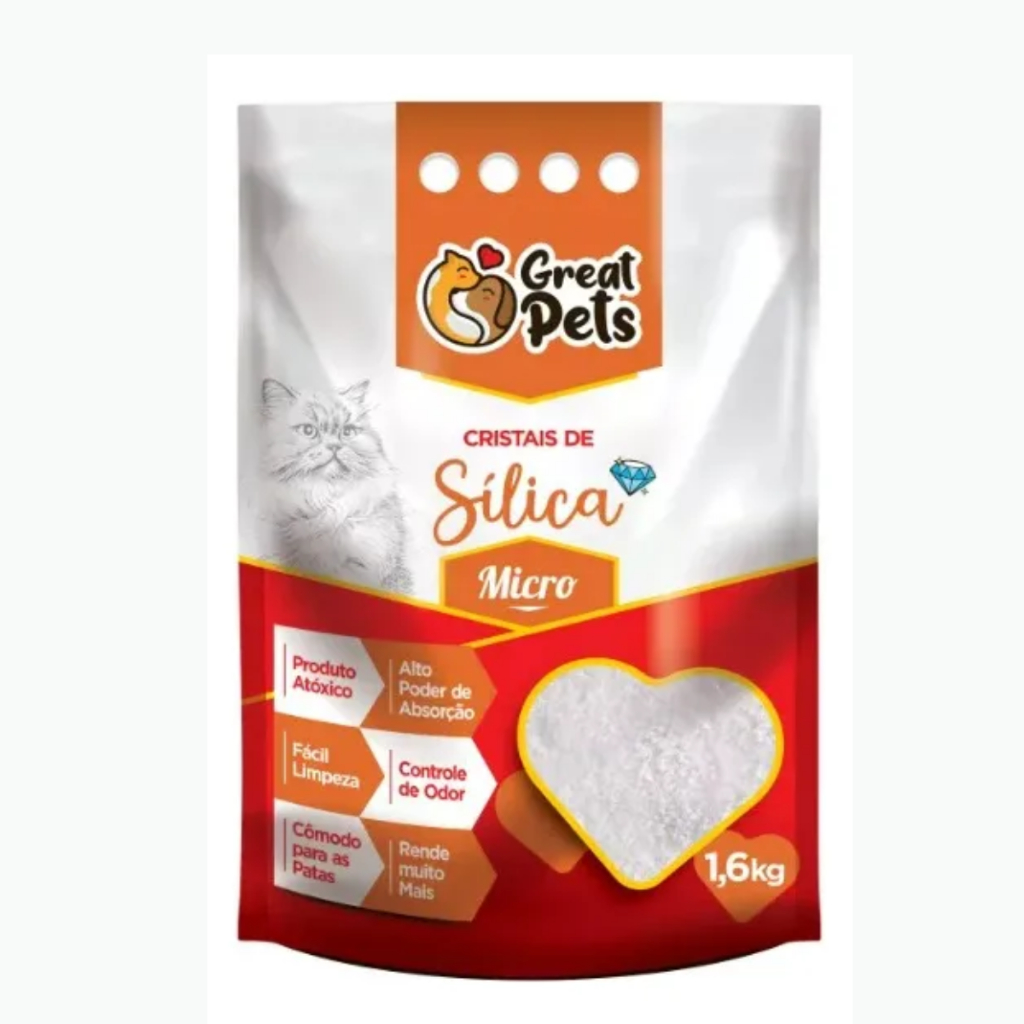 Areia Silica Fina Sanitaria Para Gato Cristais Em Gel 1,6kg Great Pets em Oferta na Shopee