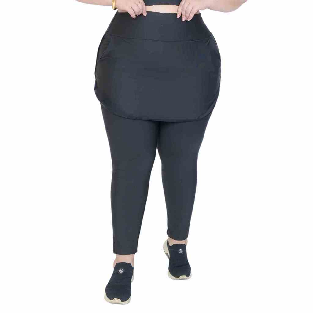 Calça Legging Plus Size Com Saia Tapa Bumbum Roupa Para Academia
