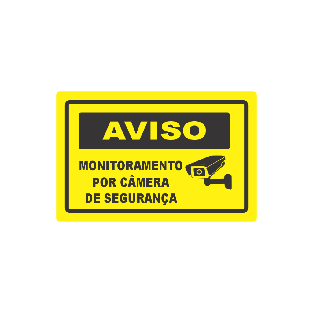 Placa Aviso Monitoramento Por Câmera De Segurança 30x20 Resistente a Sol e Chuva em Oferta na Shopee