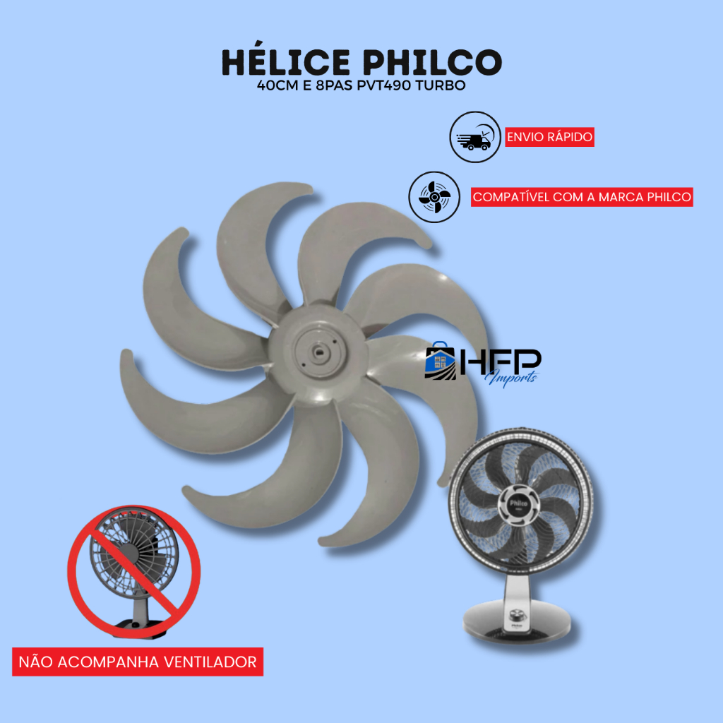 Hélice De Ventilador Philco Todos 40cm E 8pas Pvt490 Turbo em Oferta na Shopee
