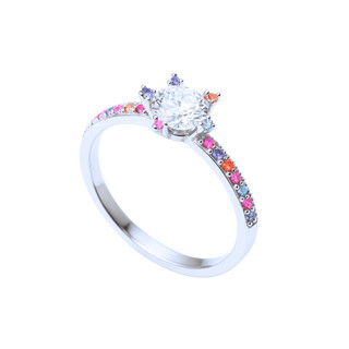 Anel Solitario Seven Colors Luxury Prata 925 Noivado  Feminino Aliança Delicado
