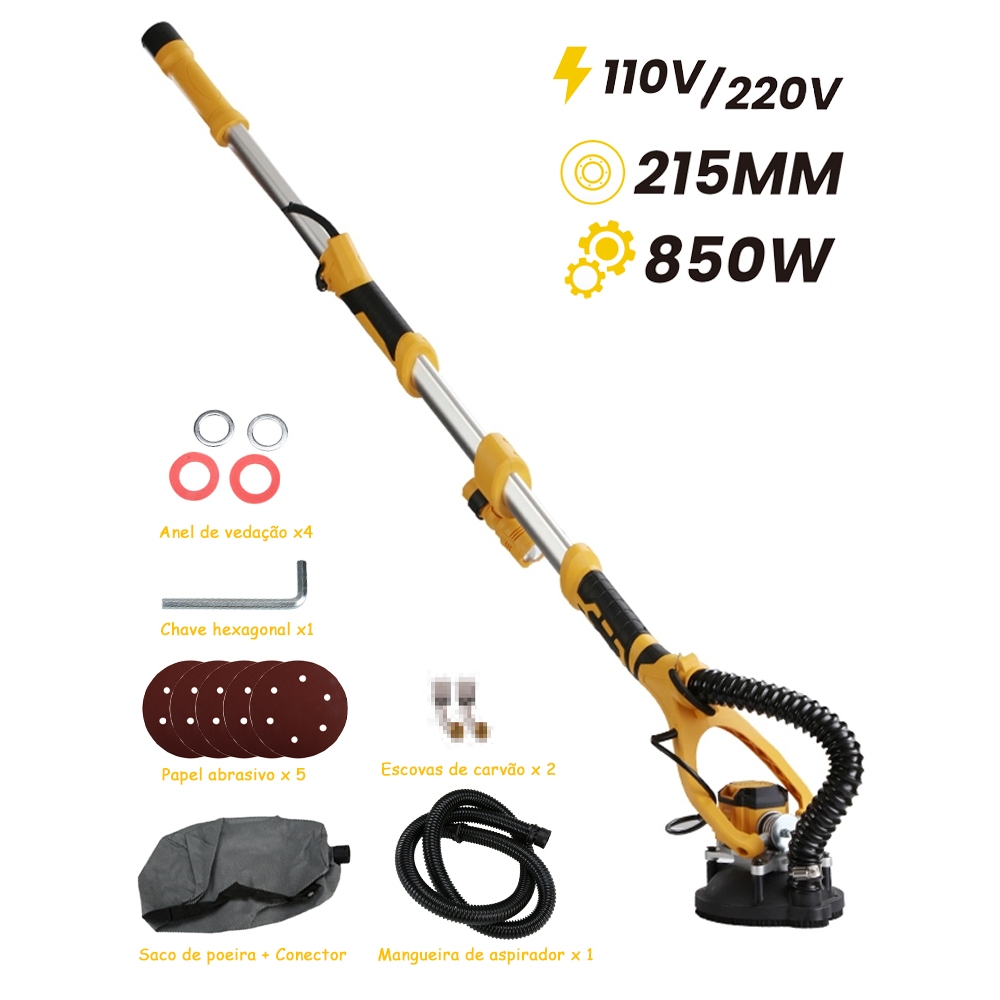 Lixadeira Para Parede e Teto Com Fita de LED 60Hz 850W 110/220V Amarela 215MM Dobrável Ajustável em Oferta na Shopee