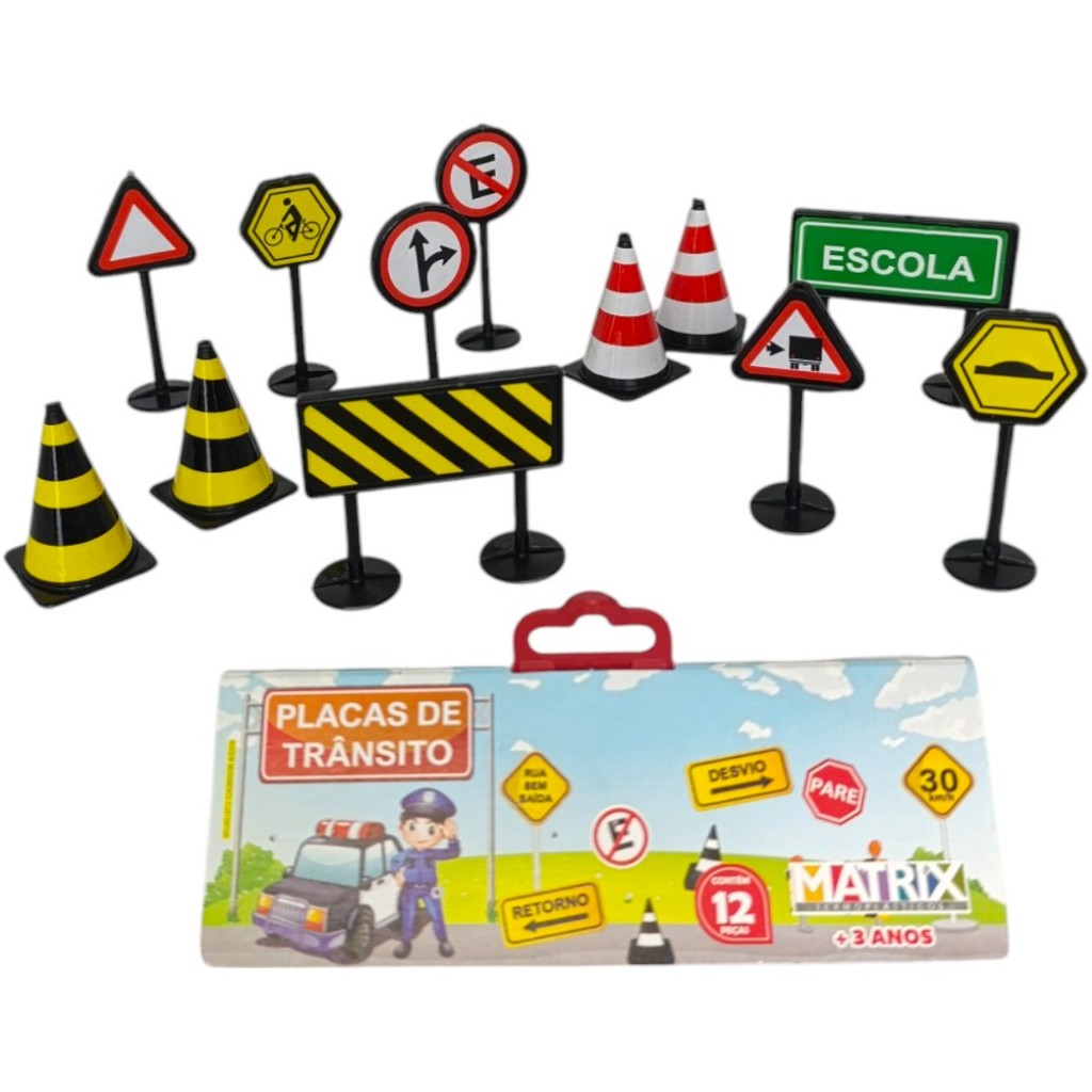 Plaquinhas de Brinquedo Preta – Sinalização de Trânsito Infantil