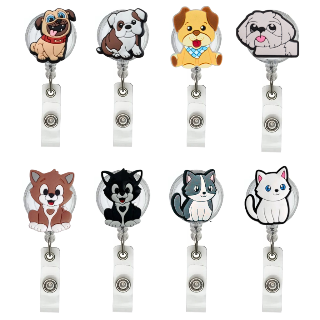 Porta Crachá Retrátil Personalizados Temático Roller Clip Veterinária Pet Shop Cães Gatos em Oferta na Shopee