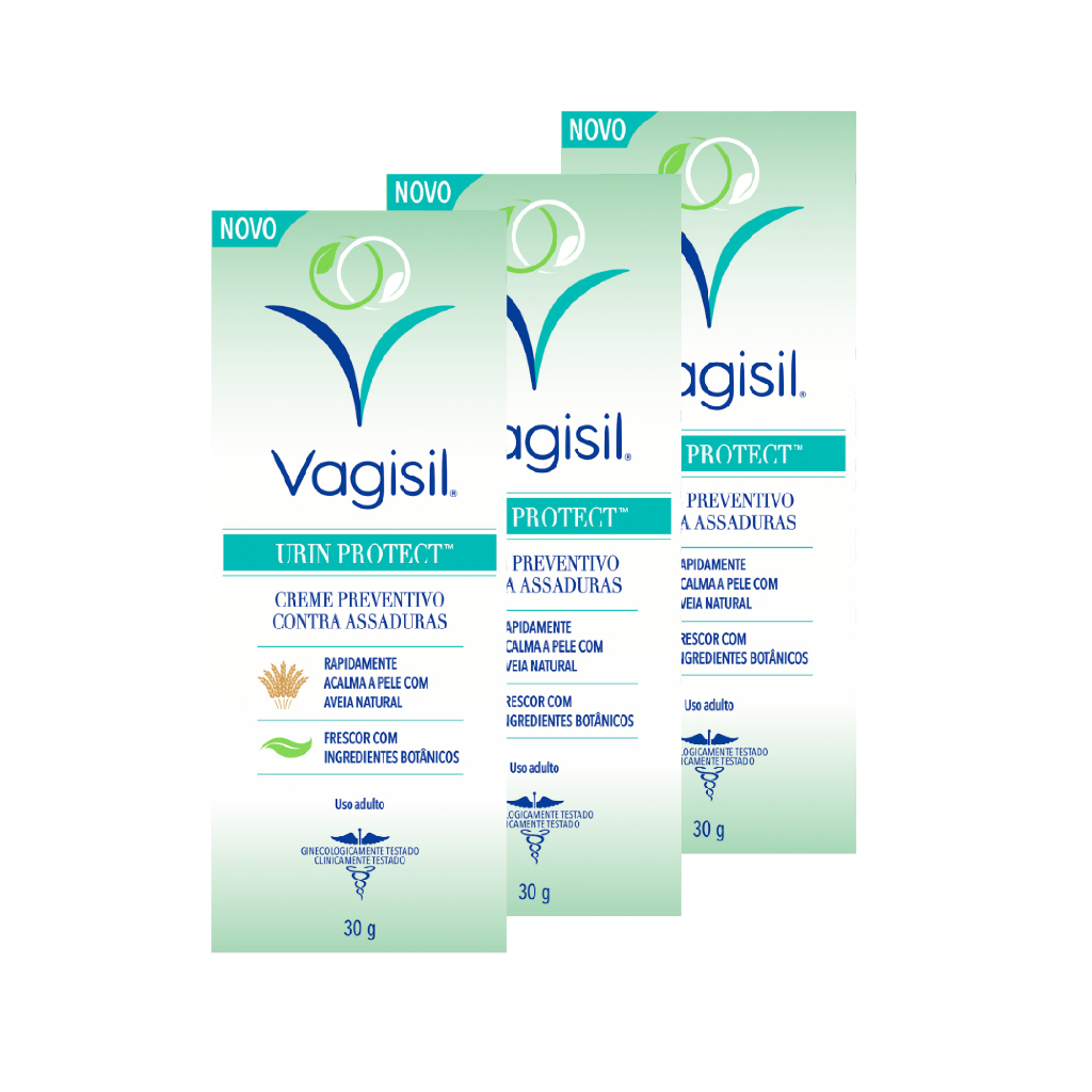 Kit 3x Vagisil Creme Preventivo Urin Protect Contra Assaduras 30g em Oferta na Shopee