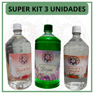 Super Kit 3 Unidades, 1 Alfazema, 1 Água de Flor de Laranjeira, 1 Água de Rosas 1L em Oferta na Shopee