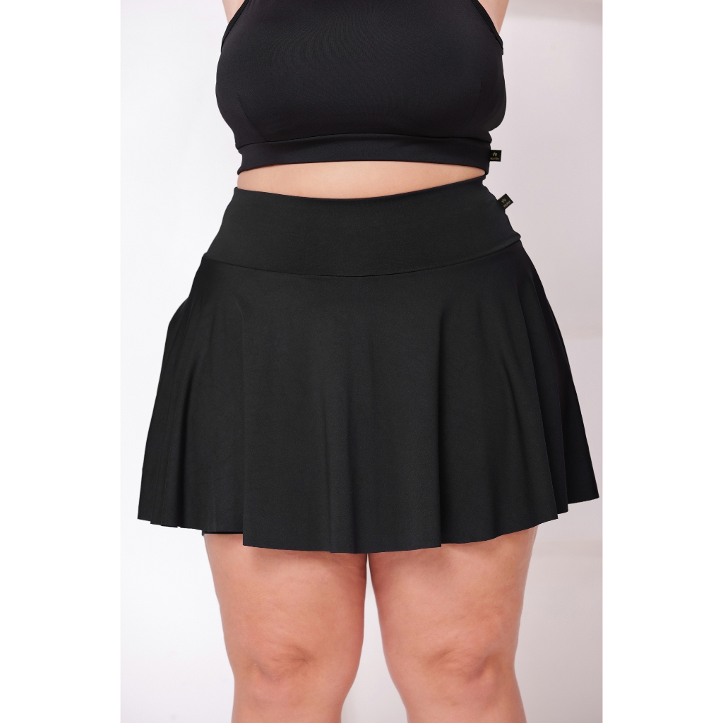 Short Saia Plus Size Babado Cintura Alta Dançarina Suplex Conforto e Segurança na Academia Wolfox em Oferta na Shopee