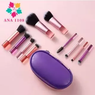 Kit de 10 mini pincéis de maquiagem com estojo