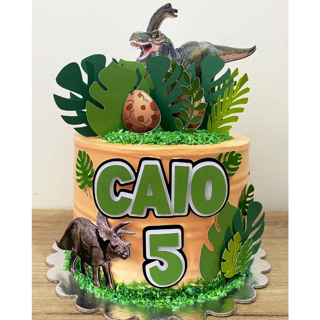 Topo de Bolo Dinossauro Personalizado Papel Enfeite de Bolo Decoração mesversário Aniversário