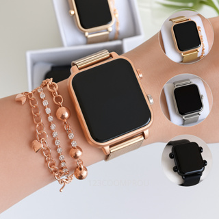 Relógio Digital Led De Pulso Feminino Quadrado Com Pulseira em Oferta na Shopee