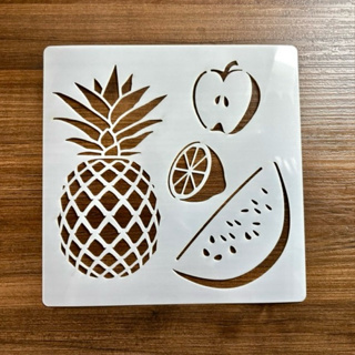Estêncil vazado de Frutas Abacaxi Maça Limão Melancia 18x18 cm molde stencil pintura em Oferta na Shopee