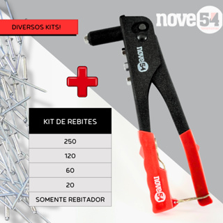Kit Rebitador Profissional + Rebite, Alicate Rebitadeira Manual 10 POL - 4 Furos, Chave - NOVE54 em Oferta na Shopee