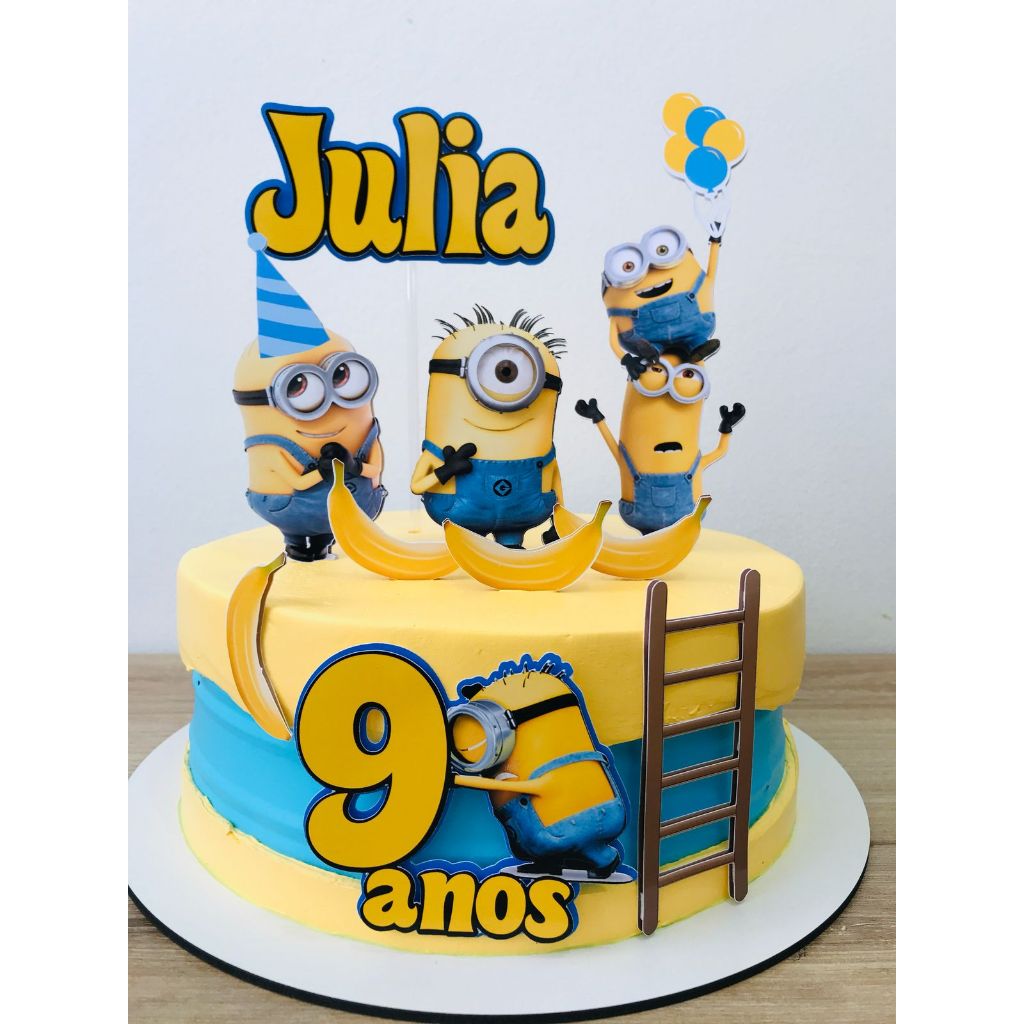 Topo de Bolo Minions Topo Personalizado Infantil menino menina | Decoração mesversário Aniversário