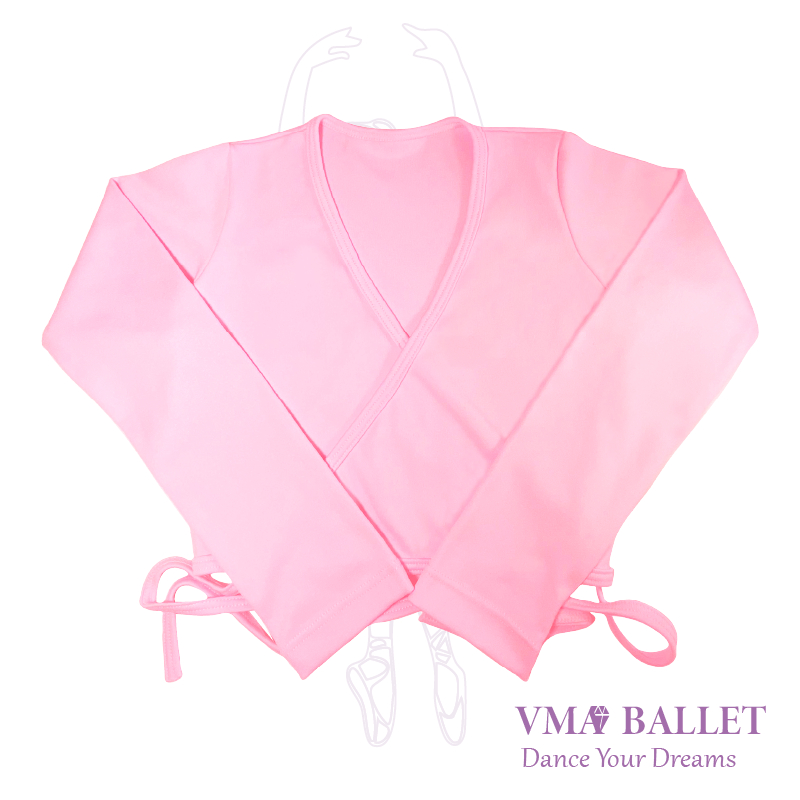 Casaquinho de Ballet Infantil de Transpassar Bolero Balé Rosa,Preto e Azul Celeste