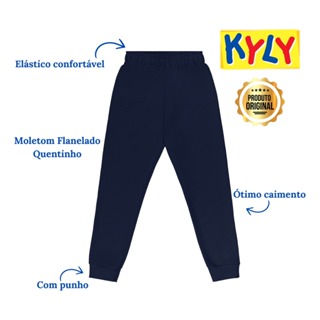 Calça Moleton Infantil Masculina Flanelada Com Punho 01 ao 16 Kyly em Oferta na Shopee