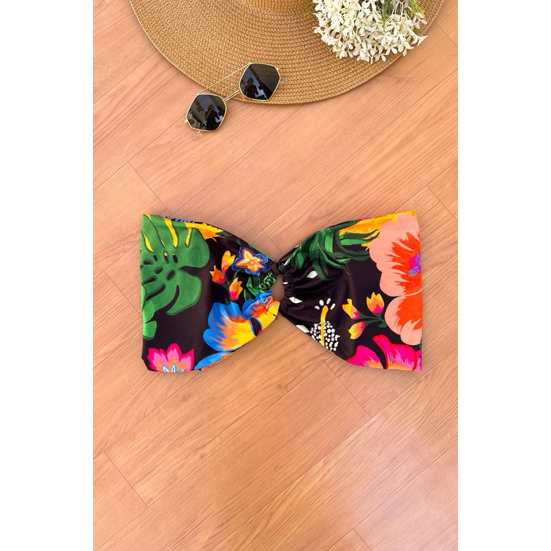 Cropped Top Feminino Amarração Inspiração Farm Estampado Verão