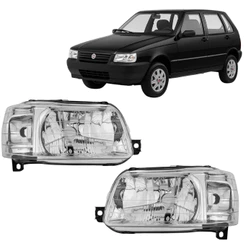 Par Farol Fiat Uno Mille Pitbull Fiorino 2004 2005 2006 2007 2008 2009 2010 2011 2012 2013 Cromado