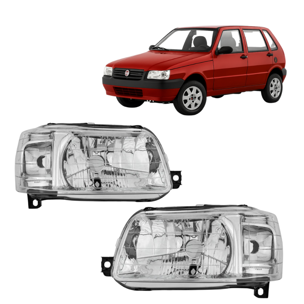 Par Farol Fiat Fiorino Uno Mille Pitbull 2004 2005 2006 2007 2008 2009 2010 2011 2012 13 METALIZADO