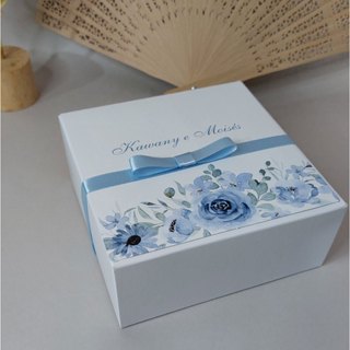 Caixa convite padrinhos de casamento personalizada azul serenity 14x14x6 em Oferta na Shopee