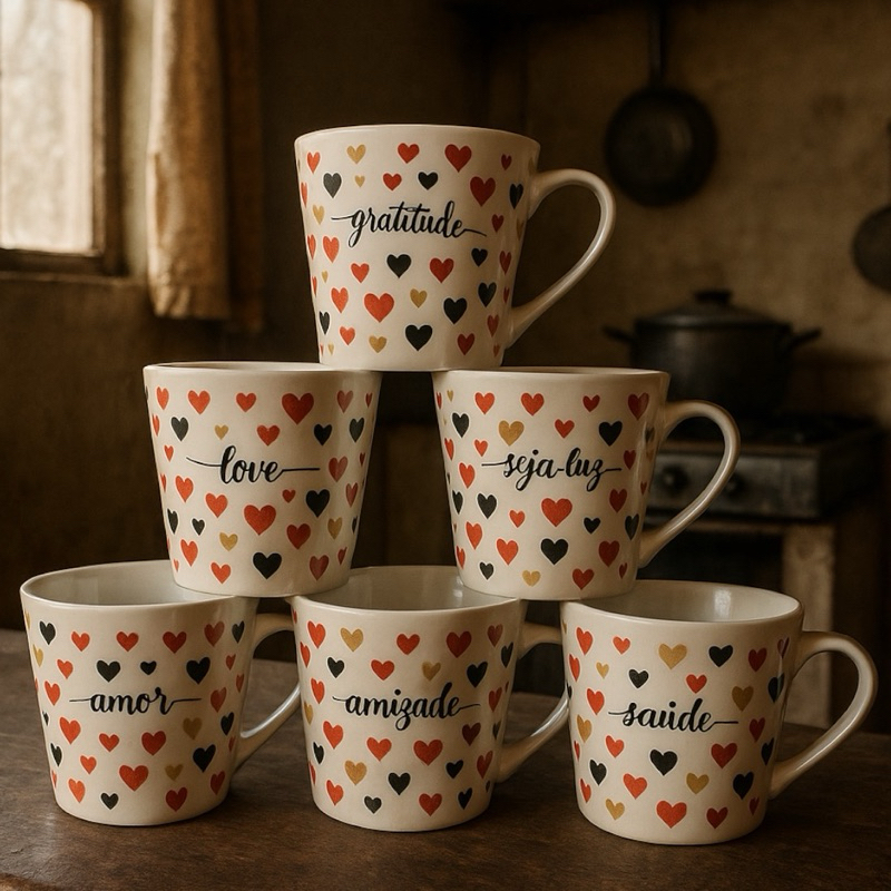 Caneca personalizada jogo de xícaras para café caneca de porcelana frases amor amizade gratidão