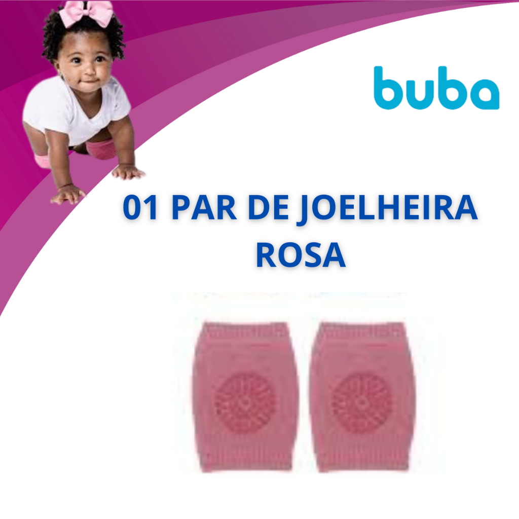 Joelheira Antiderrapante Engatinhar Infantil Menina Rosa Buba