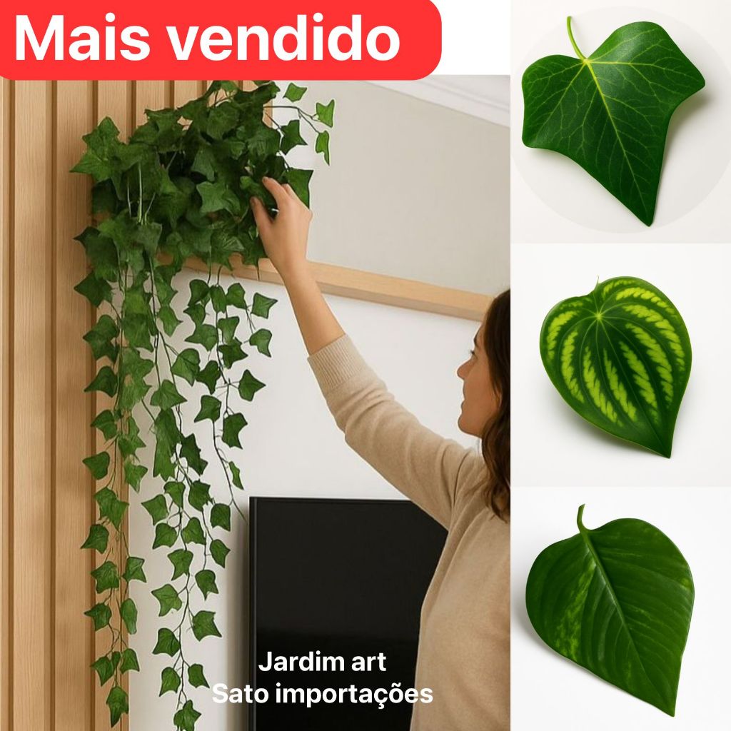 Trepadeira Artificial 3x2M Vaso Trançado Hera ou Jiboia em Oferta na Shopee