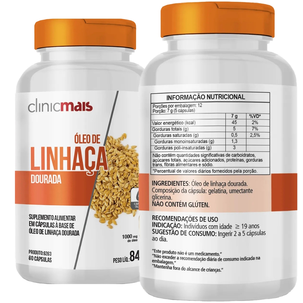 Óleo De Linhaça Dourada - 60 Cápsulas 1000mg - Clinicmais — imagem 2 de 2